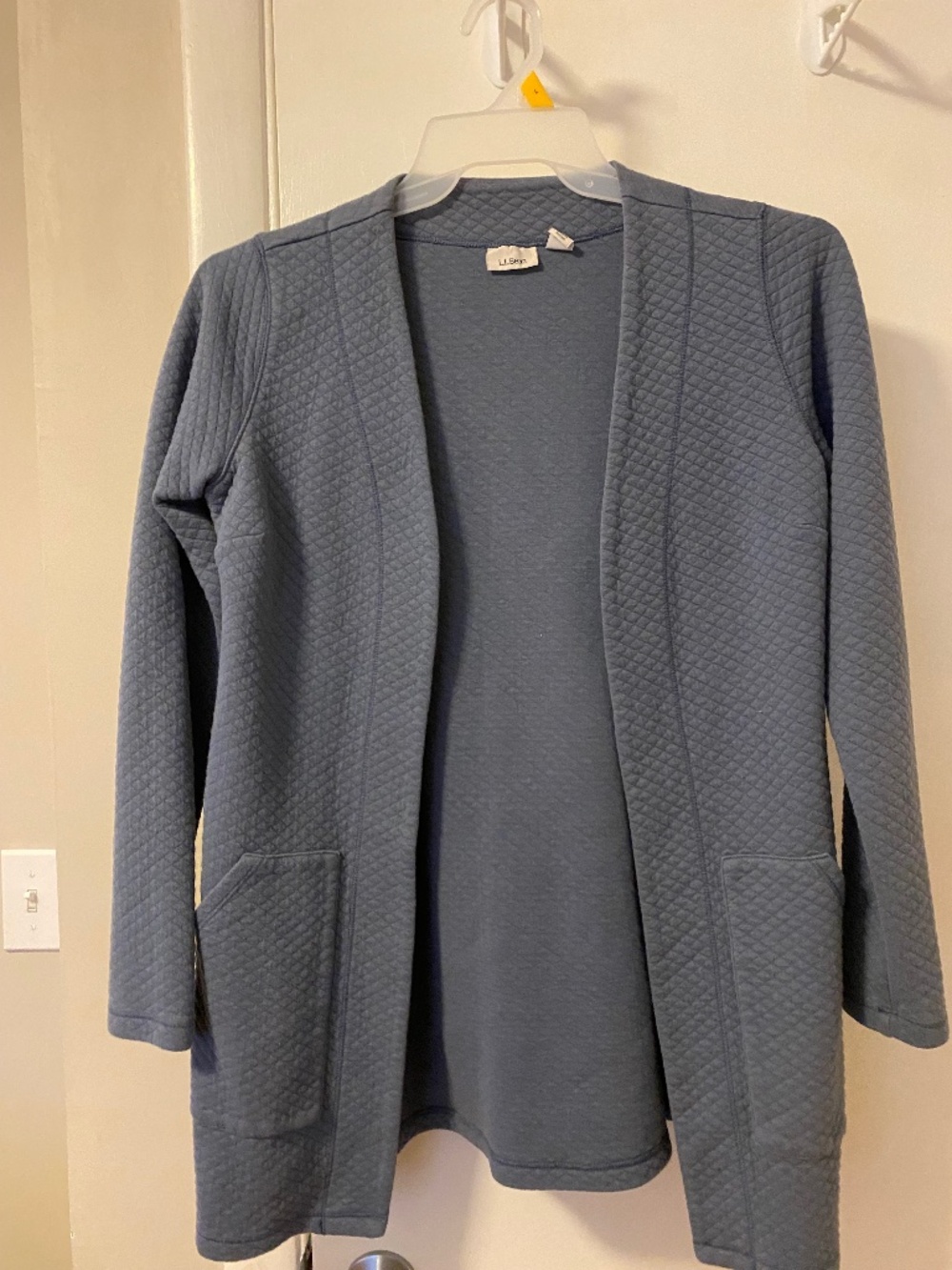 LLBean light blue quilted cardigan size xs